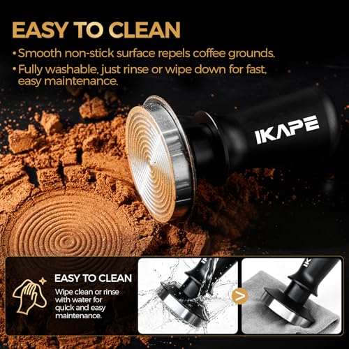 IKAPE 53.3mm Espresso Tamper, Premium Barista Coffee Tamper with Calibrated Spring Loaded, Threaded Stainless Steel Base Tamper Fits for Breville Series 54mm Portafilter Basket - My Kitchen Products