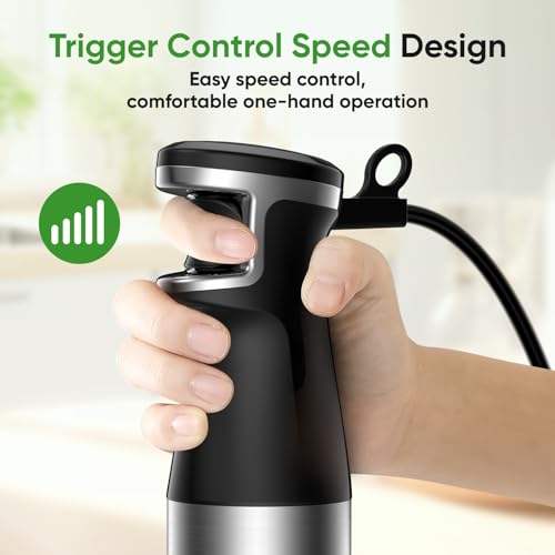 Immersion Blender Handheld 1100W 3 in 1 Corded Stick Hand Blenders for Kitchen with Trigger Speed Control, with Whisk, Milk Frother Attachemnts, Perfect Emulsifier for Soup, Smoothie, Puree - My Kitchen Products