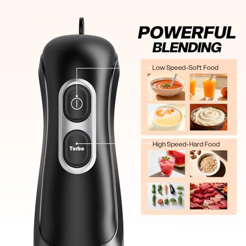 Immersion Blender Handheld, Corded Electric Blenders Portable Stick Mixer with 2 Mixing Speed and Stainless Steel Blades Emulsifier for Effortless Blending Soup, Smoothies, Puree or Baby Food - My Kitchen Products