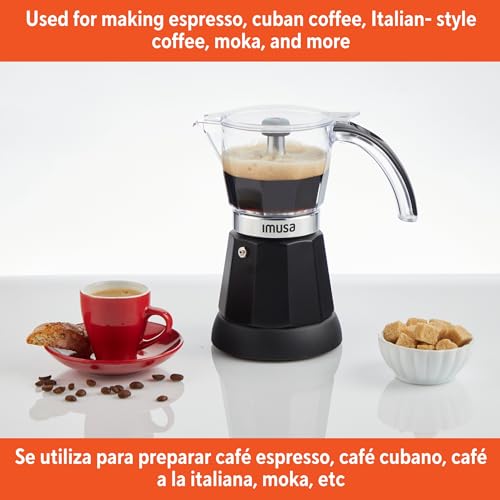 IMUSA 6 or 3 Cup Electric Espresso Maker Black Coffee Machine for Cuban Coffee, Moka and Espresso Drinks - My Kitchen Products