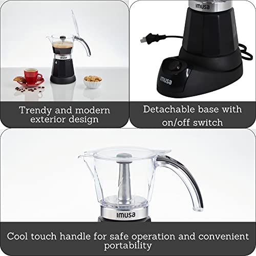 IMUSA 6 or 3 Cup Electric Espresso Maker Black Coffee Machine for Cuban Coffee, Moka and Espresso Drinks - My Kitchen Products