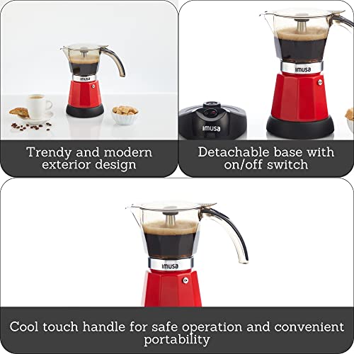 IMUSA 6 or 3cup Electric Espresso Maker, Red - My Kitchen Products