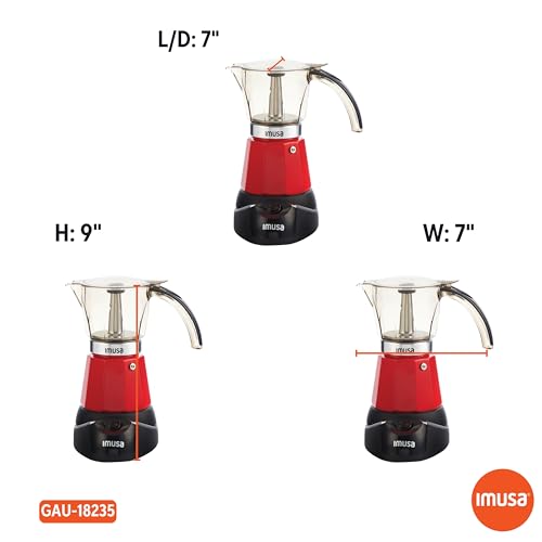 IMUSA 6 or 3cup Electric Espresso Maker, Red - My Kitchen Products