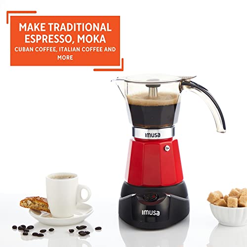 IMUSA 6 or 3cup Electric Espresso Maker, Red - My Kitchen Products