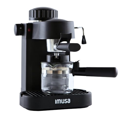 IMUSA Electric Espresso Cappuccino Maker 4 Cup Capacity with Milk Frother Black Coffee Machine for Home Barista Experience - My Kitchen Products
