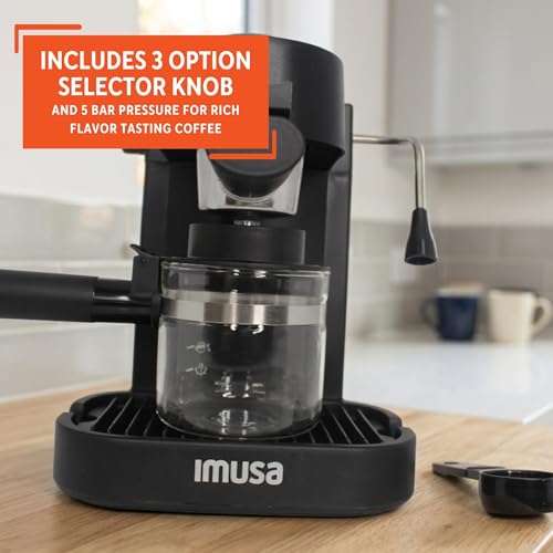 IMUSA Electric Espresso Cappuccino Maker 4 Cup Capacity with Milk Frother Black Coffee Machine for Home Barista Experience - My Kitchen Products