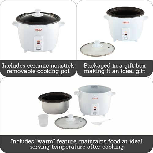 IMUSA Electric Rice Cooker 10 Cup Cooked 5 Cup Uncooked – Ceramic Nonstick Pot, Multi Cooker for Rice, Quinoa, Oatmeal, Stew – Keep Warm – Compact for Kitchen Dorm RV - My Kitchen Products