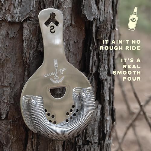 In High Spirits Hawthorne Strainer for Bartenders - Stainless Steel - Professional Cocktail Tool with Tight Coil - Durable Construction for High-Volume Bar Use - My Kitchen Products