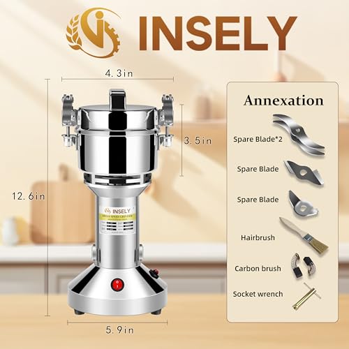 INSELY Grain Mill 150g, flour mill grinder for home, Electric Stainless Steel Grain Grinder for Wheat, Spices, coffee,Corn and Other Dry Food Grinders for Kitchen - My Kitchen Products