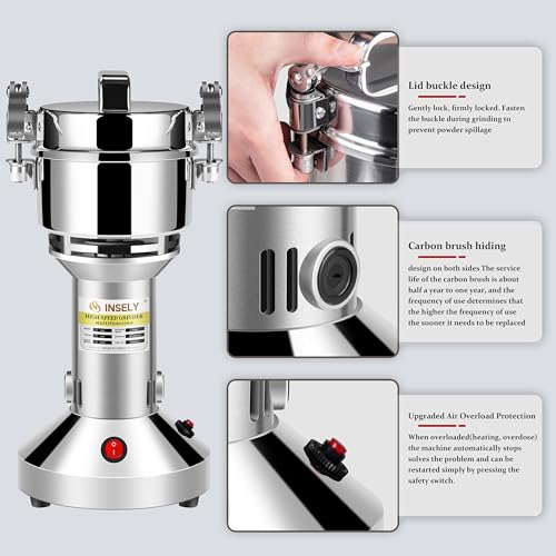 INSELY Grain Mill 150g, flour mill grinder for home, Electric Stainless Steel Grain Grinder for Wheat, Spices, coffee,Corn and Other Dry Food Grinders for Kitchen - My Kitchen Products