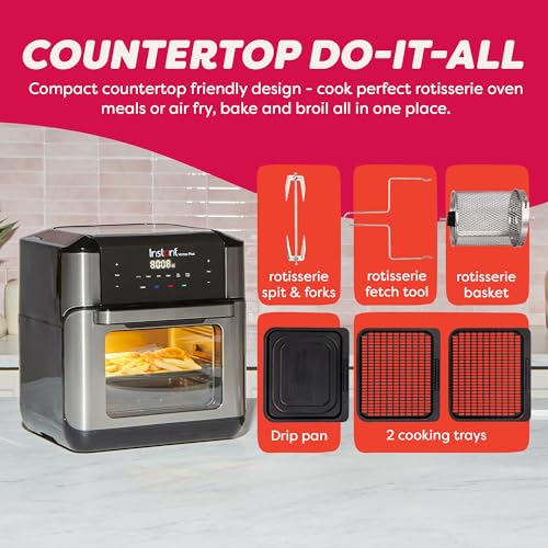 Instant Pot 10QT Air Fryer, 7-in-1 Functions with EvenCrisp Technology that Crisps, Broils, Bakes, Roasts, Dehydrates, Reheats & Rotisseries, Includes over 100 In-App Recipes, Stainless Steel - My Kitchen Products