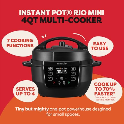 Instant Pot 4QT RIO Mini 7-in-1 Multi-Cooker, Pressure Cooker, Slow cook, Sauté, Steam, Rice Maker, Yogurt, & Warmer, Black, 4 Quarts - My Kitchen Products