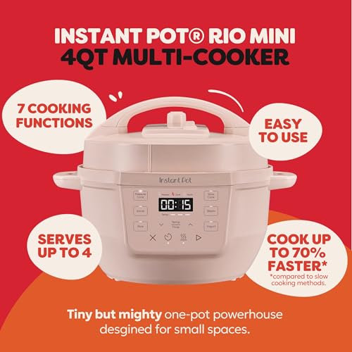 Instant Pot 4QT RIO Mini 7-in-1 Multi-Cooker, Pressure Cooker, Slow cook, Sauté, Steam, Rice Maker, Yogurt, & Warmer, Rosewater, 4 Quarts - My Kitchen Products