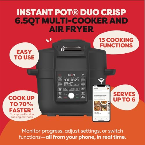 Instant Pot 6.5 Quart Duo Crisp Ultimate Lid with WIFI, 13-in-1 Air Fryer and Pressure Cooker Combo, Sauté, Slow Cook, Bake, Steam, Warm, Roast, Dehydrate, Sous Vide, & More, Includes App with Recipes - My Kitchen Products