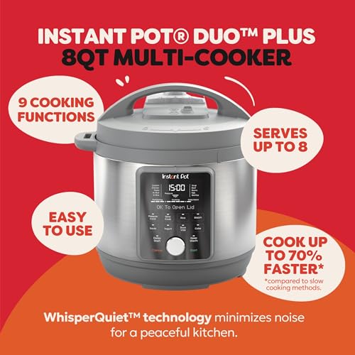 Instant Pot, 8-Quart Whisper Quiet 9-in-1 Electric Pressure Cooker, Slow Rice Cooker, Steamer, Sauté, Yogurt Maker, Warmer & Sterilizer, App With Over 800 Recipes, Stainless Steel, Duo Plus - My Kitchen Products