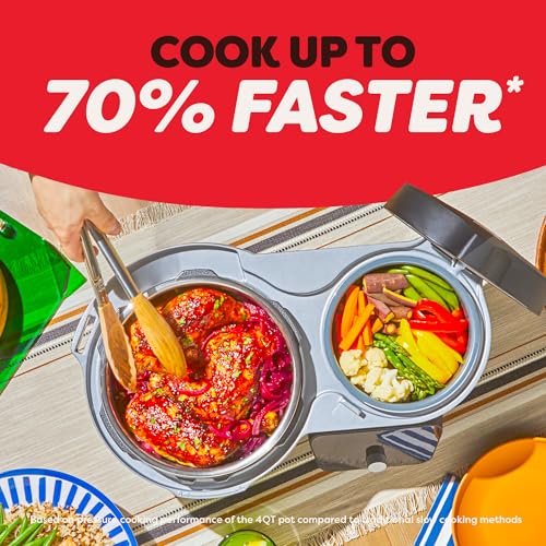 Instant Pot Dual Action 8‑in‑1 Multi-Cooker with Serve Together™ Smart Timing, 4Qt Pressure Cooker & 2Qt Rice Cooker, Cook Mains & Sides Together, Fast Cooking, PFAS-Free Pot*, Sauté, Slow Cook, Black - My Kitchen Products