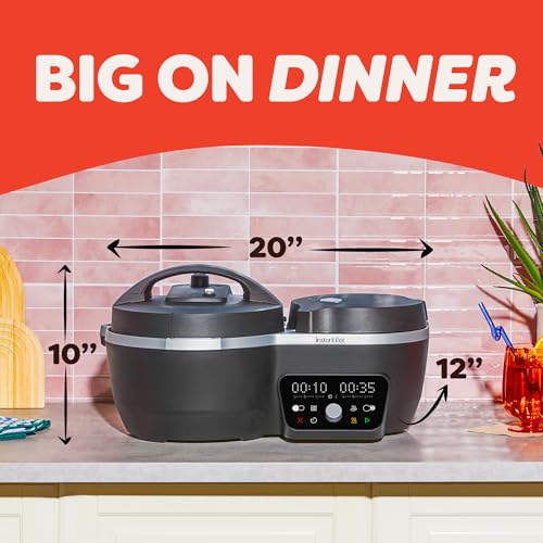Instant Pot Dual Action 8‑in‑1 Multi-Cooker with Serve Together™ Smart Timing, 4Qt Pressure Cooker & 2Qt Rice Cooker, Cook Mains & Sides Together, Fast Cooking, PFAS-Free Pot*, Sauté, Slow Cook, Black - My Kitchen Products