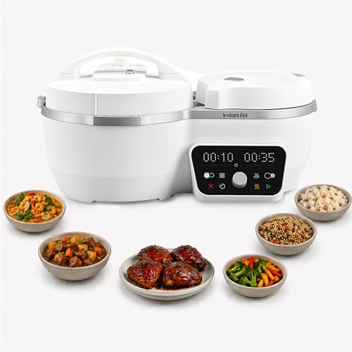 Instant Pot Dual Action 8‑in‑1 Multi-Cooker with Serve Together™ Smart Timing, 4Qt Pressure Cooker & 2Qt Rice Cooker, Cook Mains & Sides Together, Fast Cooking, PFAS-Free Pot*, Sauté, Slow Cook & More - My Kitchen Products