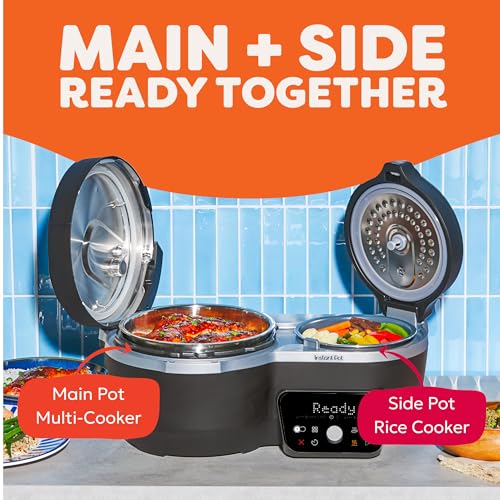 Instant Pot Dual Action 8‑in‑1 Multi-Cooker with Serve Together™ Smart Timing, 4Qt Pressure Cooker & 2Qt Rice Cooker, Cook Mains & Sides Together, Fast Cooking, PFAS-Free Pot*, Sauté, Slow Cook, Black - My Kitchen Products