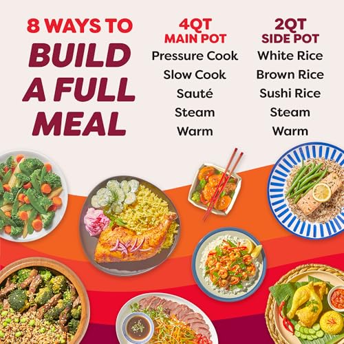 Instant Pot Dual Action 8‑in‑1 Multi-Cooker with Serve Together™ Smart Timing, 4Qt Pressure Cooker & 2Qt Rice Cooker, Cook Mains & Sides Together, Fast Cooking, PFAS-Free Pot*, Sauté, Slow Cook, Black - My Kitchen Products
