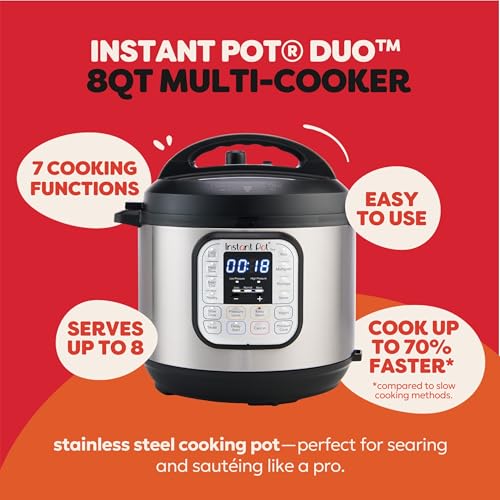 Instant Pot Duo 7-in-1 Electric Pressure Cooker, Slow Cooker, Rice Cooker, Steamer, Sauté, Yogurt Maker, Warmer & Sterilizer, Includes App with Over 800 Recipes, Stainless Steel, 8 Quart - My Kitchen Products
