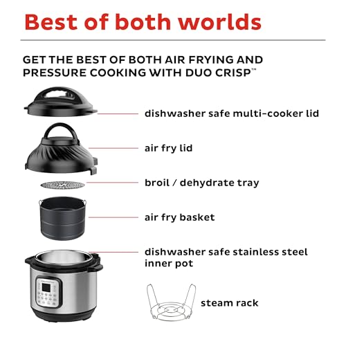 Instant Pot Duo Crisp 11-in-1 Air Fryer and Electric Pressure Cooker Combo with Multicooker Lids that Fries, Steams, Slow Cooks, Dehydrates,Free App With Over 800 Recipes, Black/Stainless Steel, 8QT - My Kitchen Products