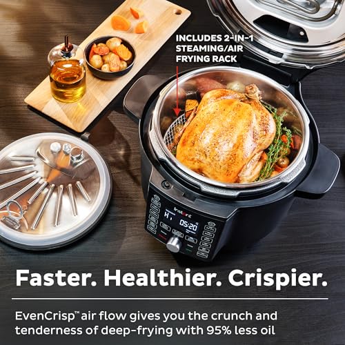 Instant Pot Duo Crisp Ultimate Lid,13-in-1 Air Fryer&Pressure Cooker Combo, Sauté, Slow Cook, Bake, Steam, Warm, Roast, Dehydrate, Sous Vide&Proof, App With Over 800 Recipes,1500 watts,6.5 Quart,Black - My Kitchen Products