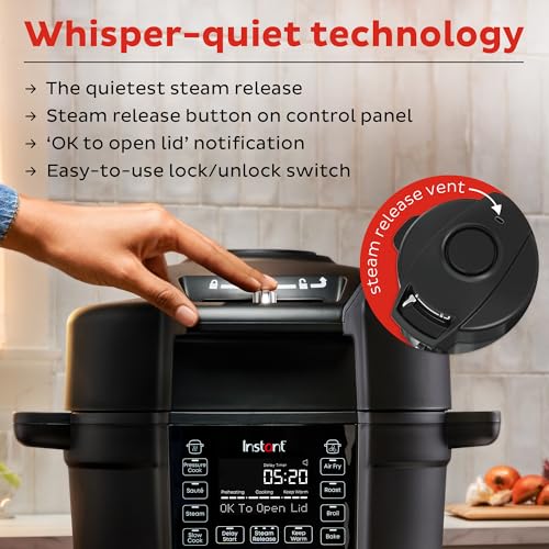 Instant Pot Duo Crisp Ultimate Lid,13-in-1 Air Fryer&Pressure Cooker Combo, Sauté, Slow Cook, Bake, Steam, Warm, Roast, Dehydrate, Sous Vide&Proof, App With Over 800 Recipes,1500 watts,6.5 Quart,Black - My Kitchen Products