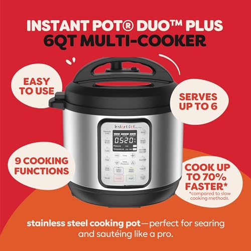 Instant Pot Duo Plus 9-in-1 Multicooker, Pressure Cooker, Slow Cook, Rice Maker, Steamer, Sauté, Yogurt, Warmer & Sterilizer, Includes App with Over 800 Recipes, Stainless Steel, 6 Quarts - My Kitchen Products