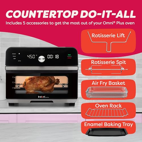 Instant Pot Omni Plus 19QT/18L Toaster Oven Air Fryer, 10-in-1 Functions, Fits 12" Pizza, Crisp, Broil, Bake, Roast, Toast, Warm, Convection, 100+ In-App Recipes, from the Makers of Instant Pot, Black - My Kitchen Products