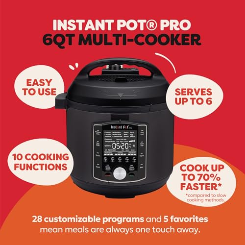 Instant Pot Pro 10-in-1 Pressure Cooker, Slow Cooker, Rice/Grain Cooker, Steamer, Sauté, Sous Vide, Yogurt Maker, Sterilizer, and Warmer, Includes App With Over 800 Recipes, Black, 6 Quart - My Kitchen Products