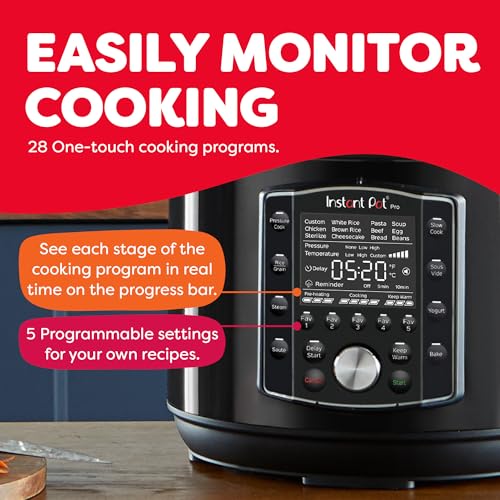 Instant Pot Pro (8 QT) 10-in-1 Pressure Cooker, Slow Cooker, Rice/Grain Cooker, Steamer, Sauté, Sous Vide, Yogurt Maker, Sterilizer, and Warmer, Includes App with Over 800 Recipes, Black - My Kitchen Products