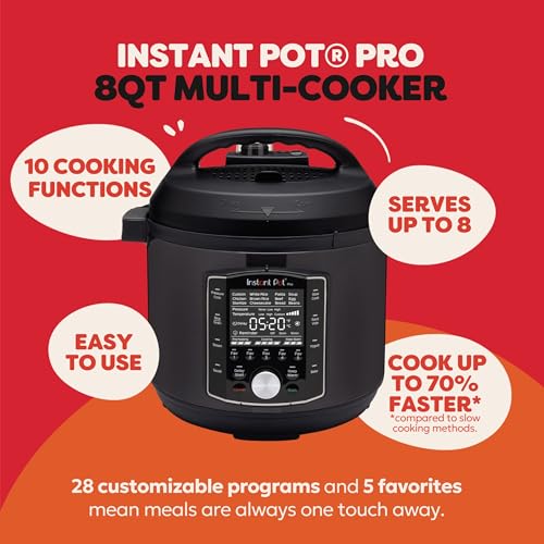 Instant Pot Pro (8 QT) 10-in-1 Pressure Cooker, Slow Cooker, Rice/Grain Cooker, Steamer, Sauté, Sous Vide, Yogurt Maker, Sterilizer, and Warmer, Includes App with Over 800 Recipes, Black - My Kitchen Products