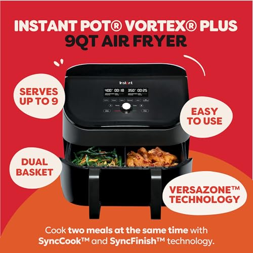 Instant Pot VersaZone 9QT Air Fryer,8-in-1 Functions with EvenCrisp Technology, Crisps,Broils, Bakes,Roasts, Dehydrates,Reheats at Same or Different Temperature, from the Makers of Instant Pot, Black - My Kitchen Products
