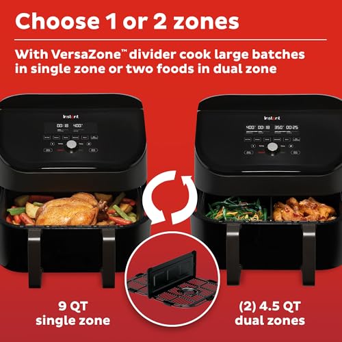 Instant Pot VersaZone 9QT Air Fryer,8-in-1 Functions with EvenCrisp Technology, Crisps,Broils, Bakes,Roasts, Dehydrates,Reheats at Same or Different Temperature, from the Makers of Instant Pot, Black - My Kitchen Products