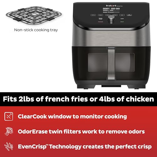 Instant Pot Vortex Plus 6QT Air Fryer with Odor Erase Technology,6-in-1 Functions that Crisps,Roasts, Broils,Dehydrates, Bakes & Reheats, 100+In-App Recipes, from the Makers of Instant Pot,1700W,Black - My Kitchen Products