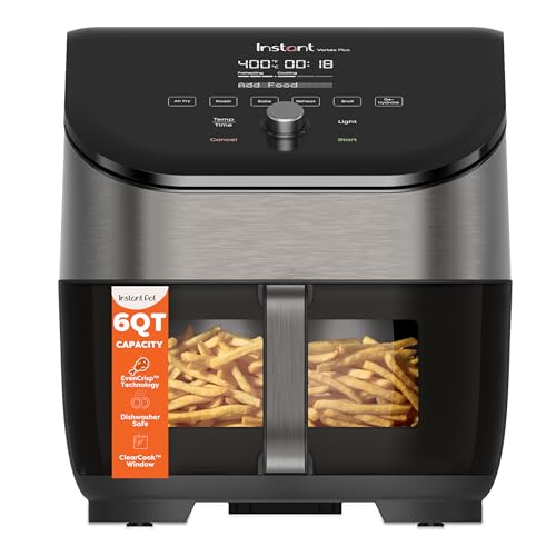Instant Pot Vortex Plus 6QT Air Fryer with Odor Erase Technology,6-in-1 Functions that Crisps,Roasts, Broils,Dehydrates, Bakes & Reheats, 100+In-App Recipes, from the Makers of Instant Pot,1700W,Black - My Kitchen Products