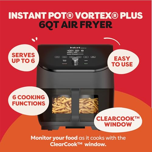 Instant Pot Vortex Plus 6QT ClearCook Air Fryer, Clear Windows, Custom Program Options, 6-in-1 Functions, Crisps, Broils, Roasts, Dehydrates, Bakes, Reheats, from the Makers of Instant Pot, Black - My Kitchen Products