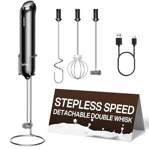 InstaWhisk Milk Frother with Variable Speed, Rechargeable Coffee Frother Wand with Detachable Double Whisk, Drink Mixer Handheld Electric Stirrer for Latte, Cappuccino, Matcha, Almond Milk, Protein - My Kitchen Products