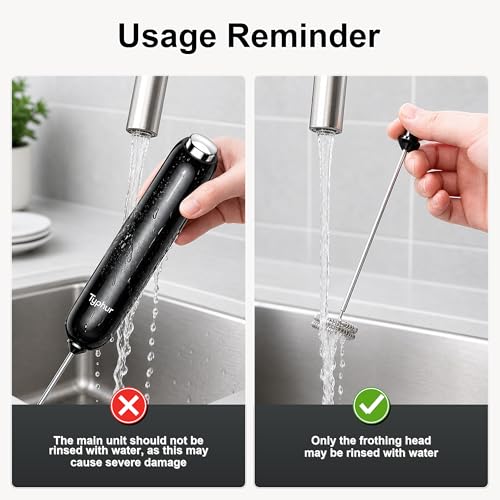 InstaWhisk Upgraded Milk Frother with Variable Speed - Rechargeable Handheld Coffee Frother Wand with Detachable Whisks, Electric Drink Mixer for Latte, Cappuccino, Matcha, Almond Milk, Protein, Black - My Kitchen Products
