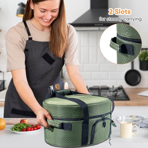 Insulated Slow Cooker Carrying Bag for 6-8 Quart CrockPot and Hamilton Beach Slow Cooker with See-thought Window, Portable Carrier Case with Adjustable Band and Accessory Pocket - My Kitchen Products