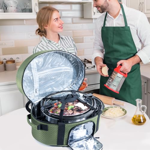 Insulated Slow Cooker Carrying Bag for 6-8 Quart CrockPot and Hamilton Beach Slow Cooker with See-thought Window, Portable Carrier Case with Adjustable Band and Accessory Pocket - My Kitchen Products