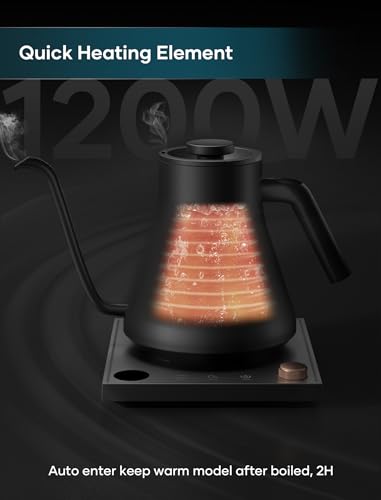 INTASTING Electric Kettles, Gooseneck Electric Kettle, ±1℉ Temperature Control, Stainless Steel Inner, Quick Heating, for Pour Over Coffee, Brew Tea, Boil Hot Water, 0.9L Black - My Kitchen Products