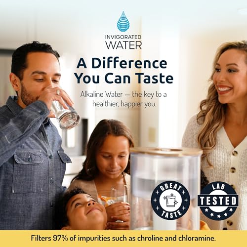 Invigorated Water PH001 - White Alkaline Water Filter – Replacement Filters for all Pitcher & Dispenser Filtration Systems – BPA-Free, Removes Chlorine, Heavy Metals – 96 Gallons/Filter (3-Pack) - My Kitchen Products