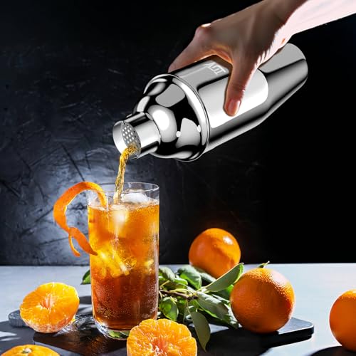 IOV Cocktail Shaker, 24 oz Martini Shaker, Drink Mixer with Built-in Strainer, Professional Stainless Steel Margarita Alcohol Shakers with Cocktail Recipe Guide, Bartender Kit Gifts - My Kitchen Products