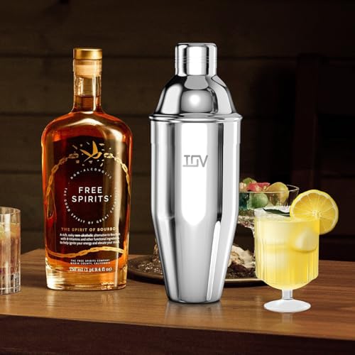 IOV Cocktail Shaker, 24 oz Martini Shaker, Drink Mixer with Built-in Strainer, Professional Stainless Steel Margarita Alcohol Shakers with Cocktail Recipe Guide, Bartender Kit Gifts - My Kitchen Products