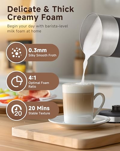 IPX6 Waterproof Electric Milk Frother and Steamer – 4-in-1 Coffee Frother for Hot & Cold Foam, Single-Button Control, Quick 80s Frothing - My Kitchen Products