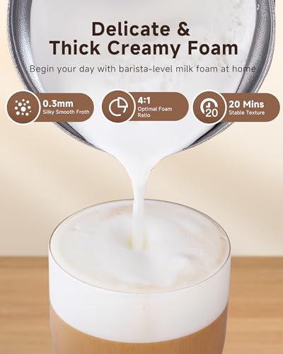 IPX6 Waterproof Electric Milk Frother and Steamer – 4-in-1 Coffee Frother for Hot & Cold Foam, Single-Button Control, Quick 80s Frothing - My Kitchen Products