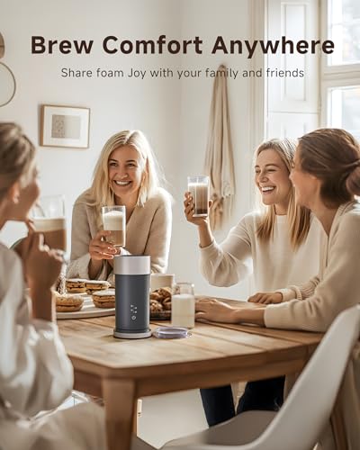 IPX6 Waterproof Electric Milk Frother and Steamer – 4-in-1 Coffee Frother for Hot & Cold Foam, Single-Button Control, Quick 80s Frothing - My Kitchen Products