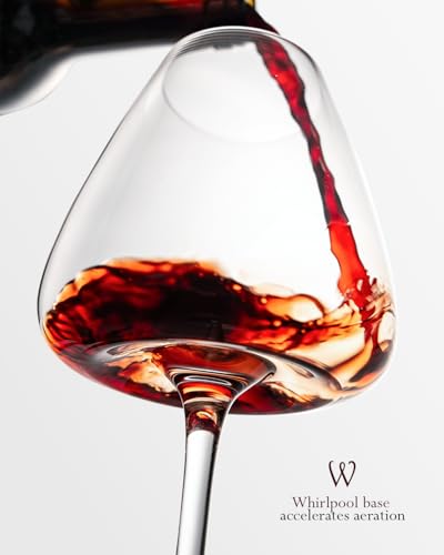 iridisenti Hand-Blown 18OZ Crystal Wine Glasses Set of 4, Lead-Free Crystal Glasses with Unique Bottom Design for Red, White Wine, 530ml - My Kitchen Products